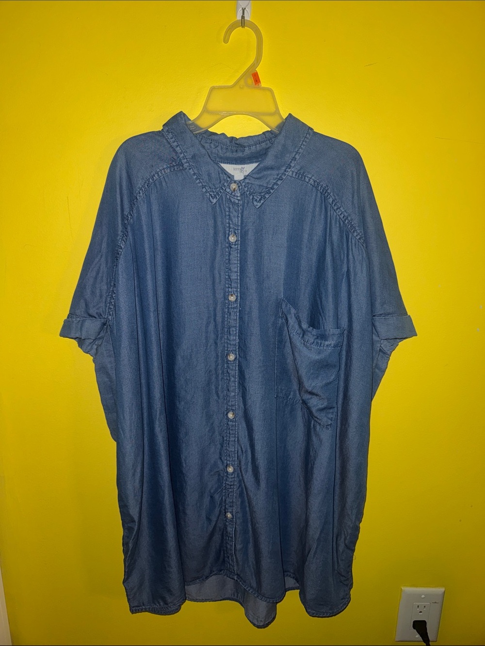 Terra & Sky Blue Short-Sleeve Button-Up Denim Shirt